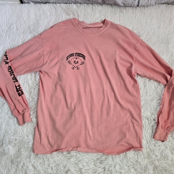 Urban Outfitters Stay Fresh Pink Long Sleeve Oversized Tee Small - Picture 13 of 13